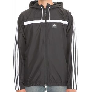 Adidas Black & White Zip-up Windbreaker | Large
